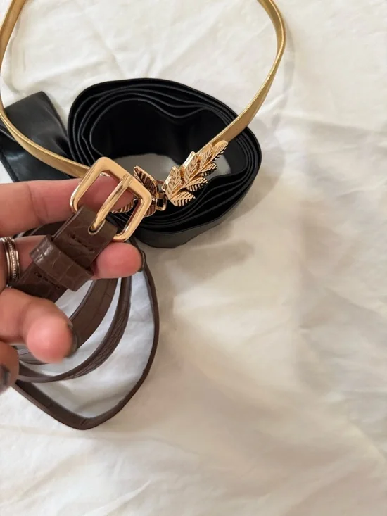 Gold Leaf Slim Women's Belt - Black and Brown Options - Picture 4 of 4